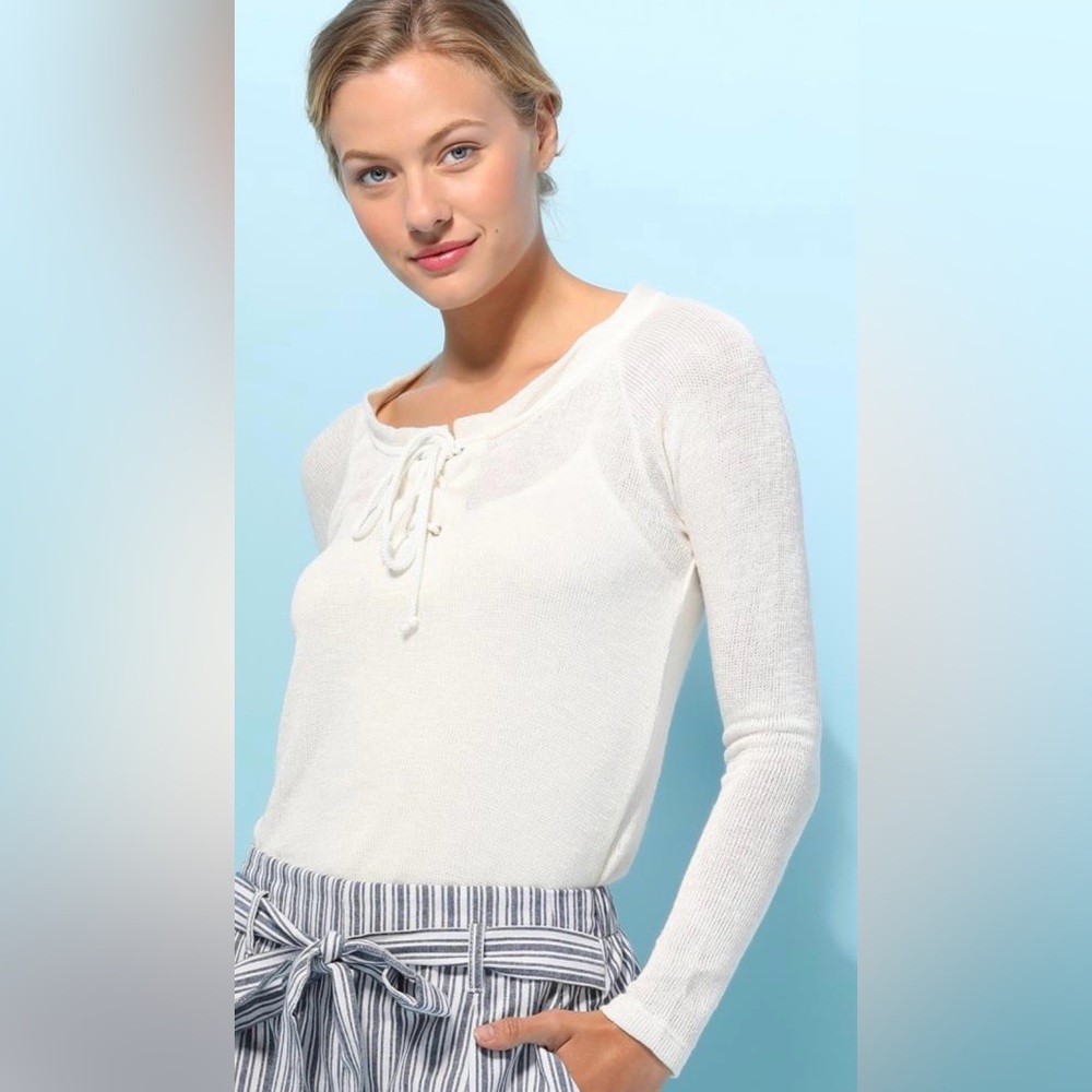 Pleione Lace Up Front Thin Knitted Sweater Top